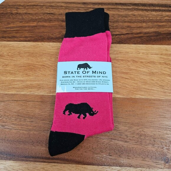 State of Mind Socks Pink Black One Size Polyester Blend Rhino Stretchy Soft New - Picture 8 of 8